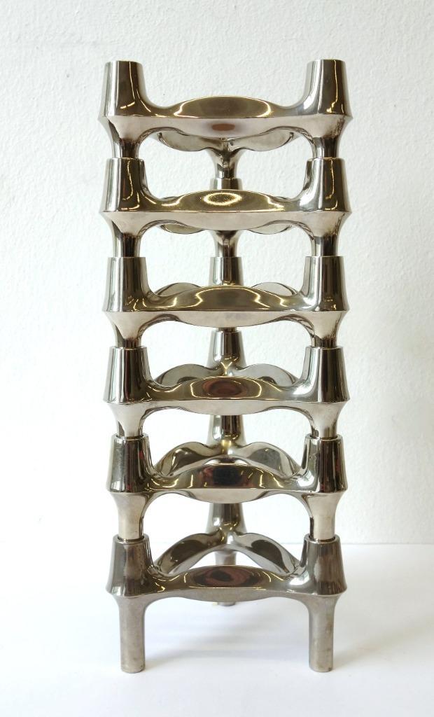 Vintage BMF kandelaars Fritz Nagel chroom 60's, Huis en Inrichting, Woonaccessoires | Kandelaars en Kaarsen, Gebruikt, Kandelaar