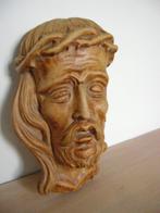 Houtsnijwerk hoofd Christus jaren 10/20 massief hout, Antiek en Kunst, Kunst | Beelden en Houtsnijwerken, Ophalen of Verzenden