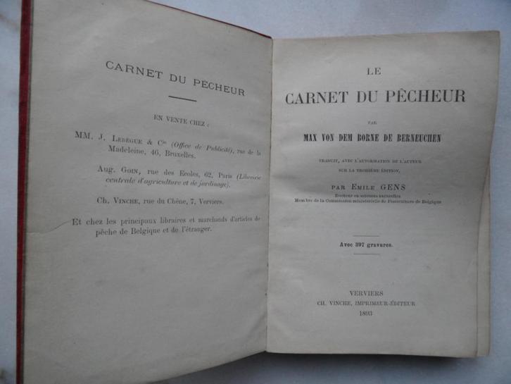 Le carnet du pêcheur 1893, Antiquités & Art, Antiquités | Livres & Manuscrits, Enlèvement ou Envoi
