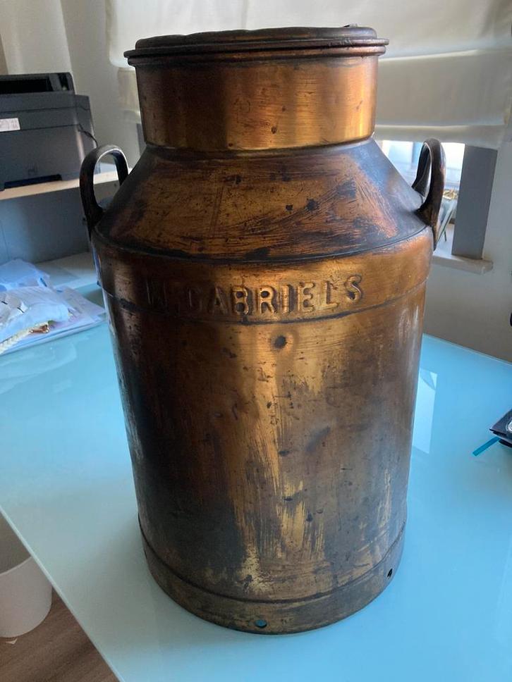 Oude verkoperde melkkan, Antiquités & Art, Antiquités | Bronze & Cuivre, Cuivre, Enlèvement