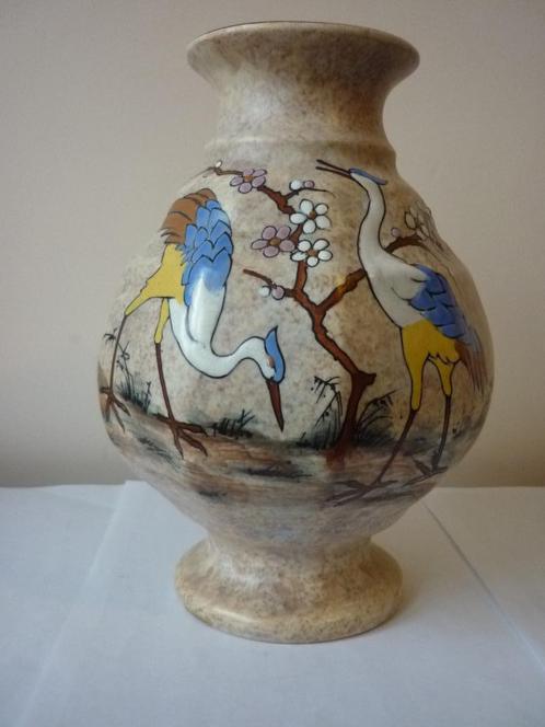 Antoine Dubois - Bergen - Vase dodécagone - décor oiseaux -, Antiquités & Art, Antiquités | Vases, Enlèvement ou Envoi