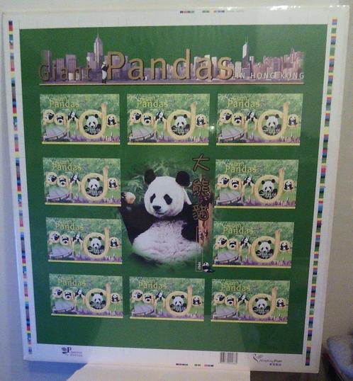 10 timbres Panda Hong Kong sur une carte + enveloppe, Timbres & Monnaies, Timbres | Timbres thématiques, Non oblitéré, Animal et Nature