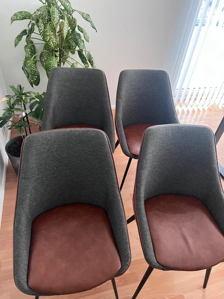 6 eetstoelen gekocht in weba, Huis en Inrichting, Stoelen, Gebruikt, Vijf, Zes of meer stoelen, Stof, Bruin, Ophalen