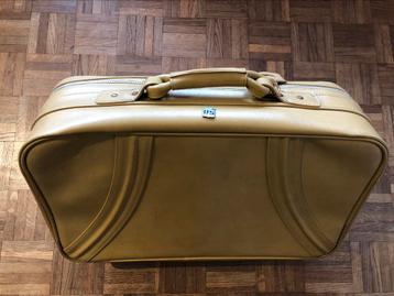 Vintage vintage koffer in beige leer uit de jaren 60 beschikbaar voor biedingen