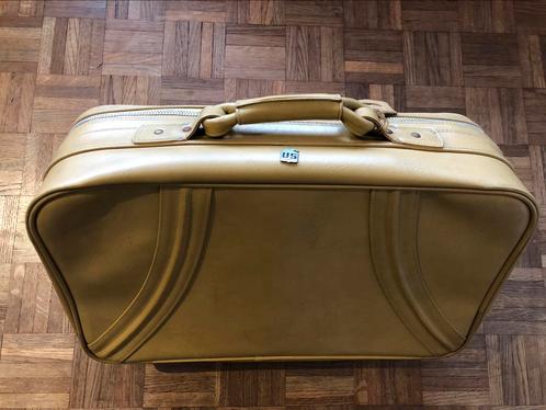 Vintage vintage koffer in beige leer uit de jaren 60, Handtassen en Accessoires, Koffers, Zo goed als nieuw, Leer, Ophalen of Verzenden