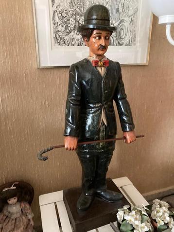 Charlie Chaplin - uniek houten beeld - antiek
