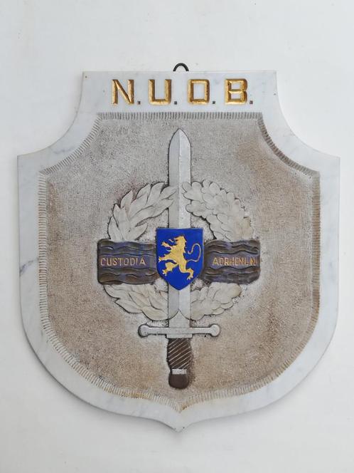 Grote plaque in marmer - N.U.O.B - Rijnbezetting - 1950, Verzamelen, Militaria | Algemeen, Landmacht, Kunstobject, Ophalen