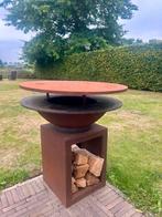 Cortenstaal BBQ,100cm,grill,pizza,afdekplaat, mooie patine, Tuin en Terras, Ophalen, Zo goed als nieuw