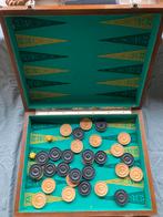 Houten backgammon spel in houten doos - antiek, Antiek en Kunst, Ophalen of Verzenden