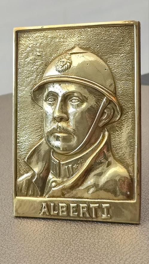 Zeldzame Koperen Plaquette ALBERT I (België) ,1915, Verzamelen, Militaria | Algemeen, Ophalen of Verzenden