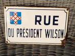 Emaille straatnaambord Rue Président Wilson, Ophalen of Verzenden