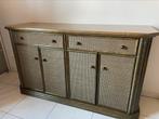 Set kast en ovale tafel met 6 rieten stoelen, Huis en Inrichting, Ophalen, Zo goed als nieuw
