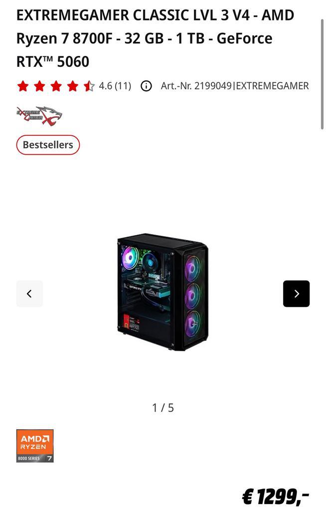 Gaming pc amd ryzen 7 rtx 5060, Computers en Software, Desktop Pc's, Zo goed als nieuw, Gaming, Ophalen of Verzenden