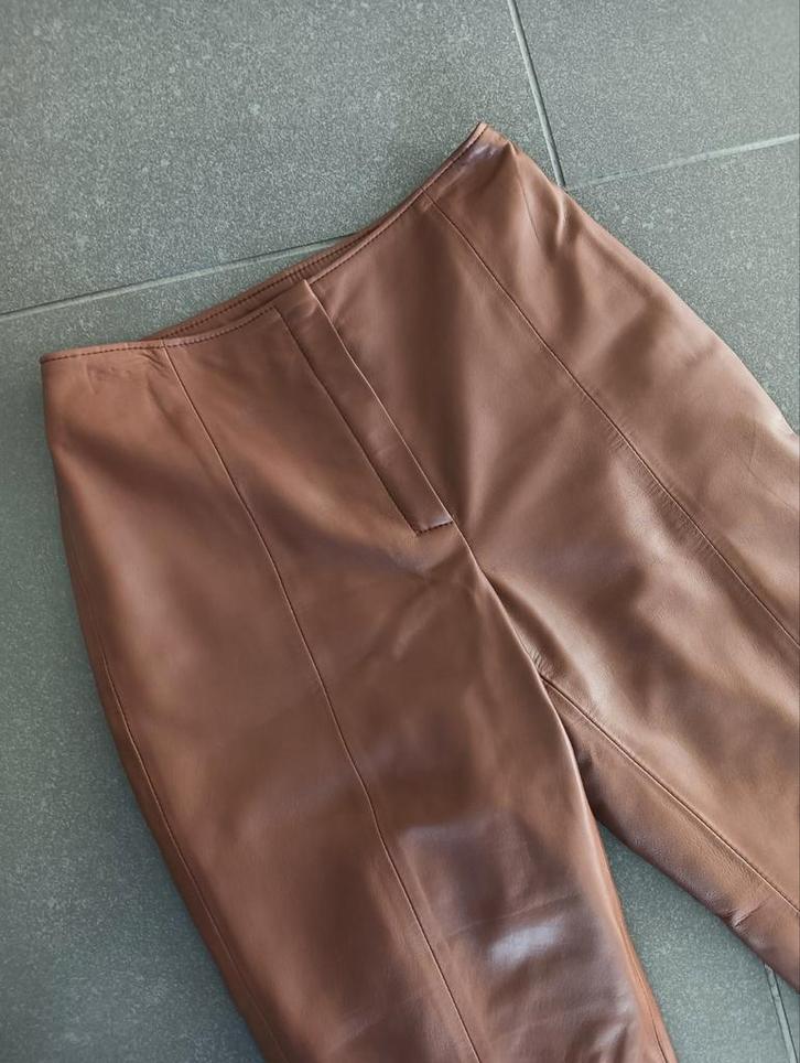 Nieuwe leren broek Lamon-Nuytens – bruin/cognac kleur, Kleding | Dames, Broeken en Pantalons, Nieuw, Maat 36 (S), Bruin, Ophalen of Verzenden