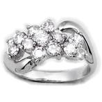 Zilveren ring gerhodineerd met zirkonia steentjes, Nieuw, Ophalen of Verzenden, Met edelsteen, Dame