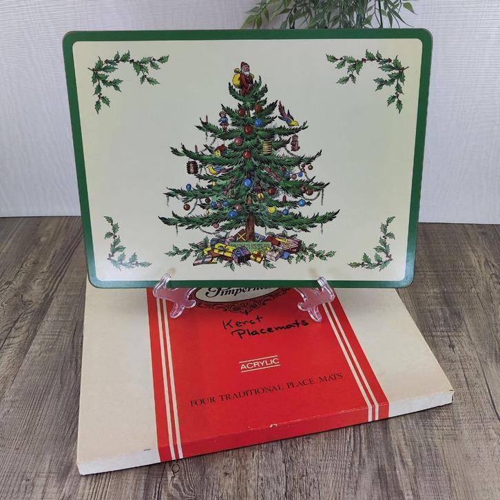 Spode Christmas Tree Pimpernel Placemats Acrylic set van 4, Antiek en Kunst, Antiek | Servies los, Ophalen of Verzenden
