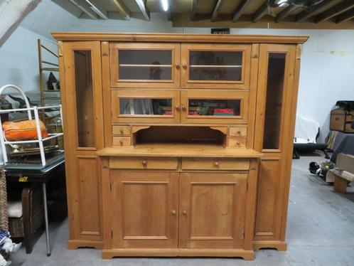 Antieke 4-delige grenen vitrinekast buffetkast, Huis en Inrichting, Kasten | Buffetkasten, Gebruikt, 150 tot 200 cm, 200 cm of meer