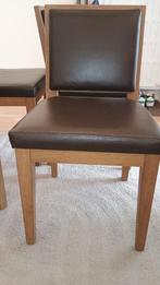 Eiken stoel met leder bekleding, Gebruikt, Bruin, Hout, Ophalen of Verzenden