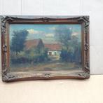 Schilderij Jos Moons op houten paneel oliewerk hoeve 1930 ., Antiek en Kunst, Kunst | Schilderijen | Klassiek, Ophalen of Verzenden