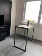 Hoge tafel met houten blad en metalen frame, Maison & Meubles, Tables | Dessertes, Enlèvement, Utilisé