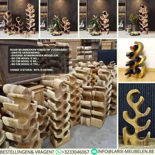 suar wijnrekken beschikbaar in 50, 70 en 90 cm hoogte, Huis en Inrichting, Woonaccessoires | Wijnrekken, Nieuw, 50 tot 75 cm, Hout