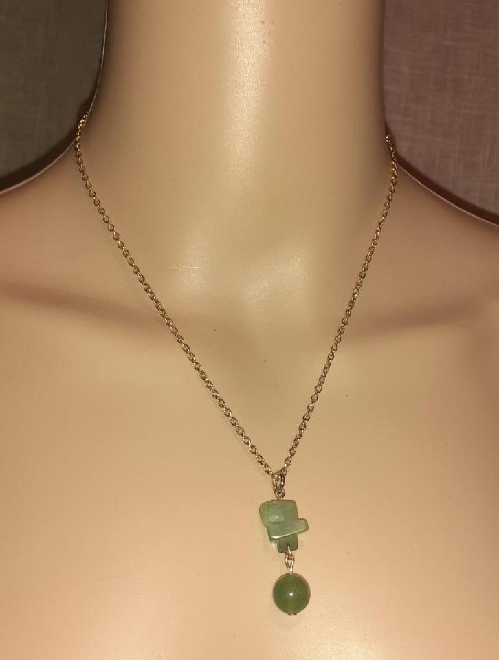 Ketting edelsteen hanger groene aventurijn, Handtassen en Accessoires, Kettingen, Nieuw, Steen of Mineraal, Groen, Met edelsteen