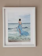Aquarel schilderij vrouw aan zee, Ophalen, Schilderij