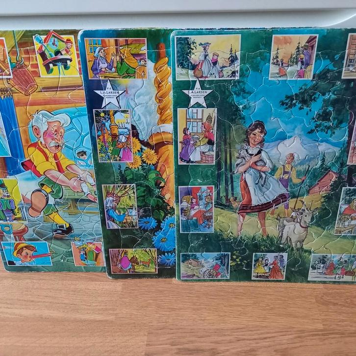 3 VINTAGE DISNEY PUZZELS VAN L.A.LARSEN, Verzamelen, Speelgoed, Ophalen of Verzenden