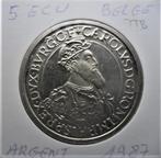 Zilveren munt 5 écus 1987 Charles Quint België KM #166, Verzenden, Zilver, Losse munt, Zilver