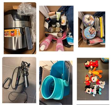 Grote doos met allerlei spullen - waarde +300€ - veel nieuw beschikbaar voor biedingen