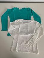 2 basic longsleeves groen + wit 8 jaar, Verzenden, Gebruikt, Meisje, Shirt of Longsleeve
