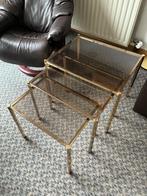 SET VAN 3 VINTAGE SALONTAFELETJES, Ophalen, Gebruikt, Vierkant, Metaal