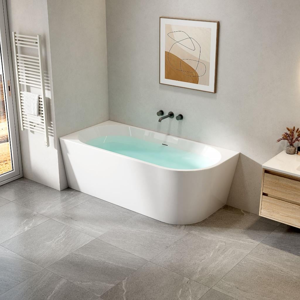 ALONI HOEKBAD - LINKS - 180X80X58 CM - GLANZEND WIT, Ophalen of Verzenden, Nieuw, Wit