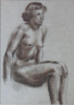 OSCAR JESPERS / NAAKTE VROUW / ORIGINEEL WERK / 81x63cm KAD, Antiek en Kunst, Ophalen