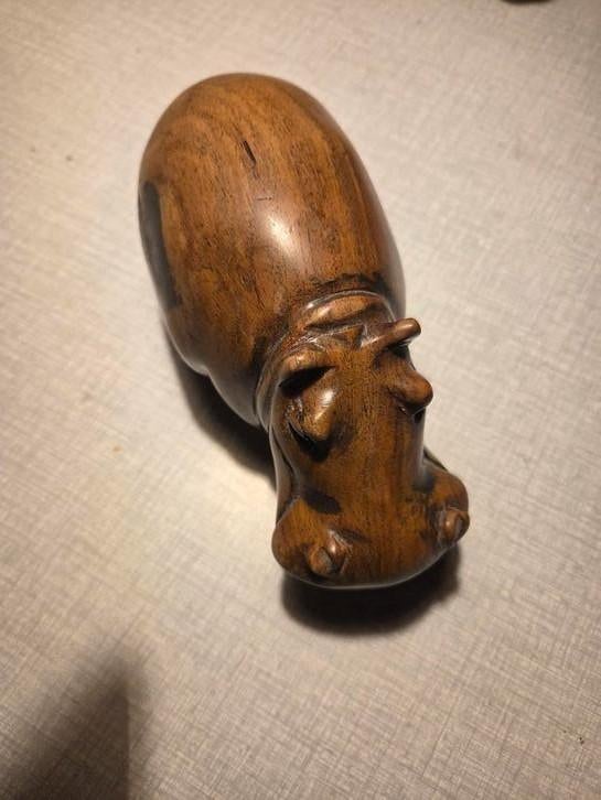 Houten sculptuur nijlpaard., Ophalen of Verzenden