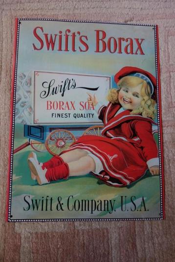 METALEN RECLAMEBORD SWIF'S BORRAX // SWIFT EN COMPANY  U.S.A beschikbaar voor biedingen