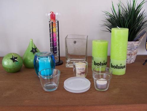 Diversen kaarsen (allerlei vormen), Huis en Inrichting, Woonaccessoires | Kandelaars en Kaarsen, Nieuw, Kaars, Metaal, Wit, Groen