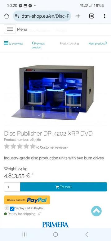 Dvd printer en duplicator Primera - koopje !!!, Informatique & Logiciels, Serveurs, Enlèvement, Comme neuf