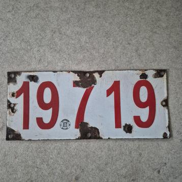 Emaille auto nummerplaat. 19 7 19. België beschikbaar voor biedingen