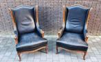 Twee lederen oor-fauteuils, Antiek en Kunst, Ophalen