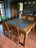 Table en Chêne massif 150x150 + 4 chaises, Maison & Meubles, Comme neuf, 4 à 6 chaises, Enlèvement ou Envoi