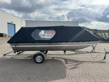 Aluminiumjon 518 platbodem karpervissen visboot Nieuwe Tent!