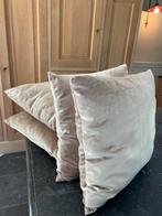 Goud satijnen sierkussens in dikke stof (4), Ophalen of Verzenden, Zo goed als nieuw, Beige, Vierkant