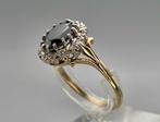 Gouden Vintage ring edelsteen saffier en diamant. 2025/855., Verzenden, 19 tot 20, Zwart, Zo goed als nieuw