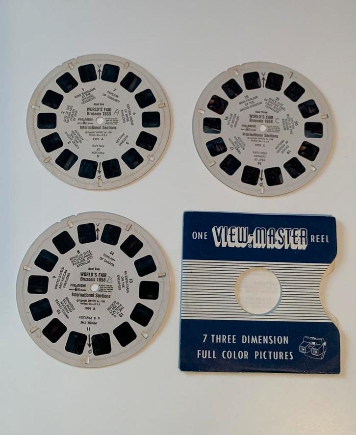 Set van 3 schijven van Master World's Fair Brussels 1958, Verzamelen, Speelgoed, Gebruikt, Ophalen of Verzenden
