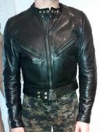 Jas heren zwart leder TT Leathers S vintage '60-70, Kleding | Heren, Jassen | Winter, Verzenden, Nieuw, Maat 46 (S) of kleiner