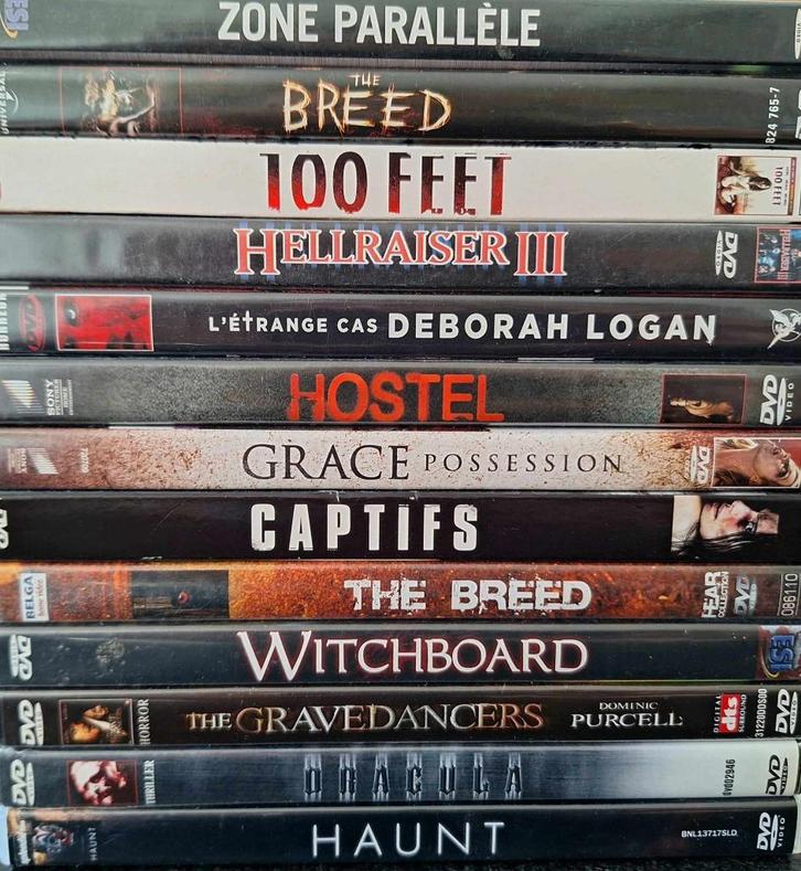 Horrorfilms op dvd - 1,00€, Cd's en Dvd's, Dvd's | Horror, Gebruikt, Slasher, Vanaf 16 jaar, Ophalen of Verzenden