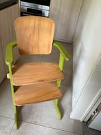 Kinderstoel meegroeistoel in blank hout met groen, Ophalen, Gebruikt