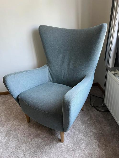 Sits Elza design telax zetel faiteuil blauw grijs, Huis en Inrichting, Fauteuils, Zo goed als nieuw, Stof, 50 tot 75 cm, Minder dan 75 cm