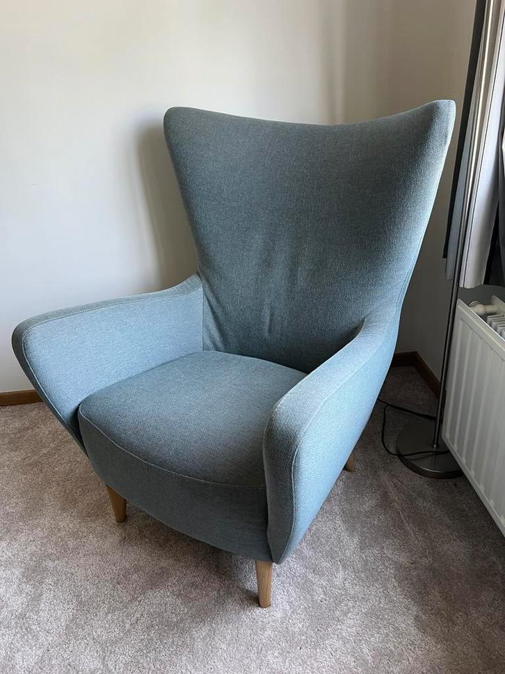 Sits Elza design telax zetel faiteuil blauw grijs, Huis en Inrichting, Fauteuils, Zo goed als nieuw, Stof, 50 tot 75 cm, Minder dan 75 cm